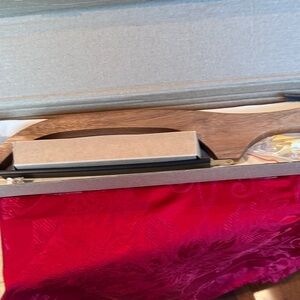 Mooues Bread Knife Set, Acacia wood double serrated knife for homemade bread